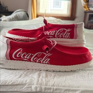 HEYDUDE Coca Cola Kids Red and White Slippers